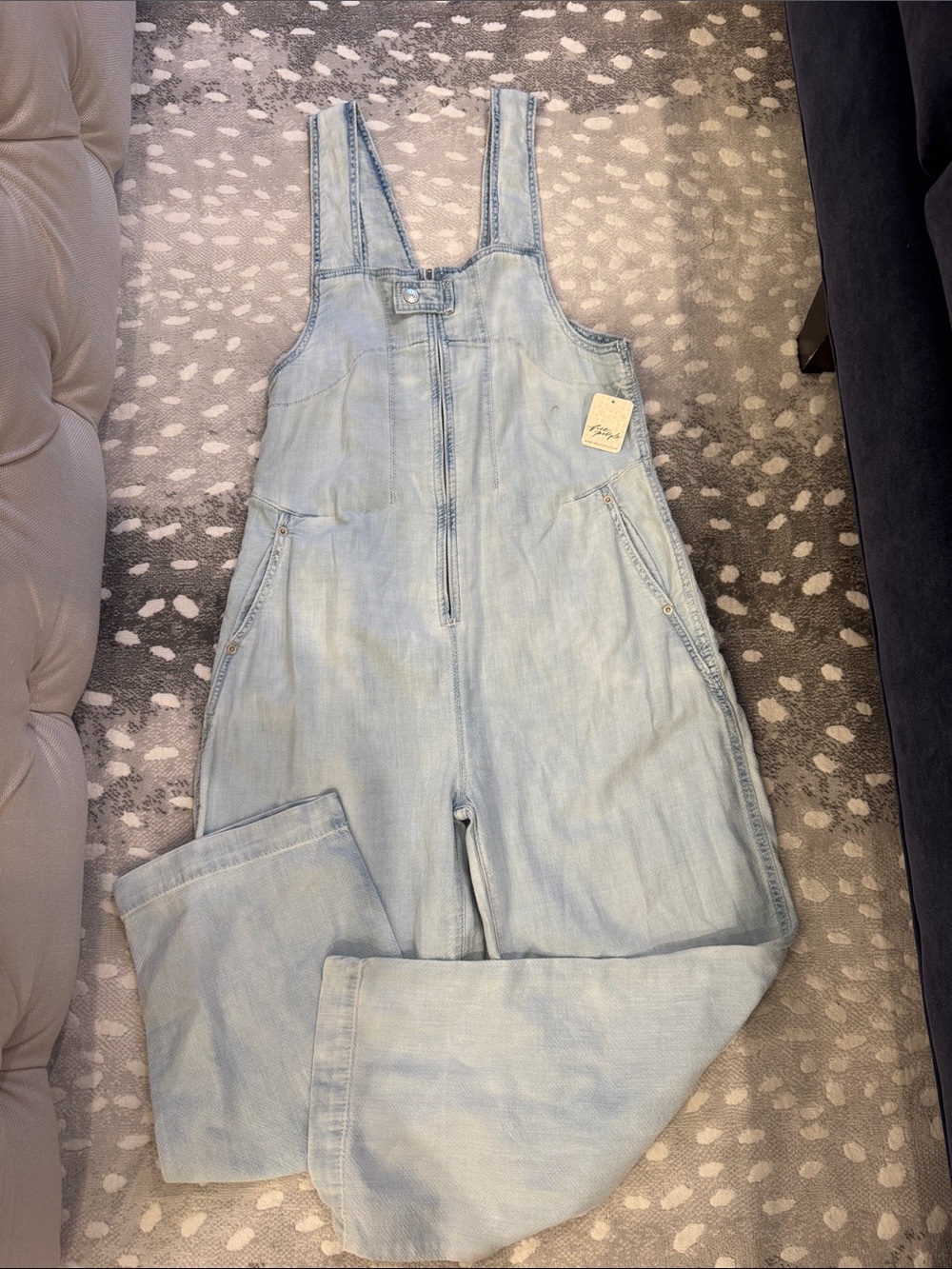 Free People Light Blue Denim Overalls